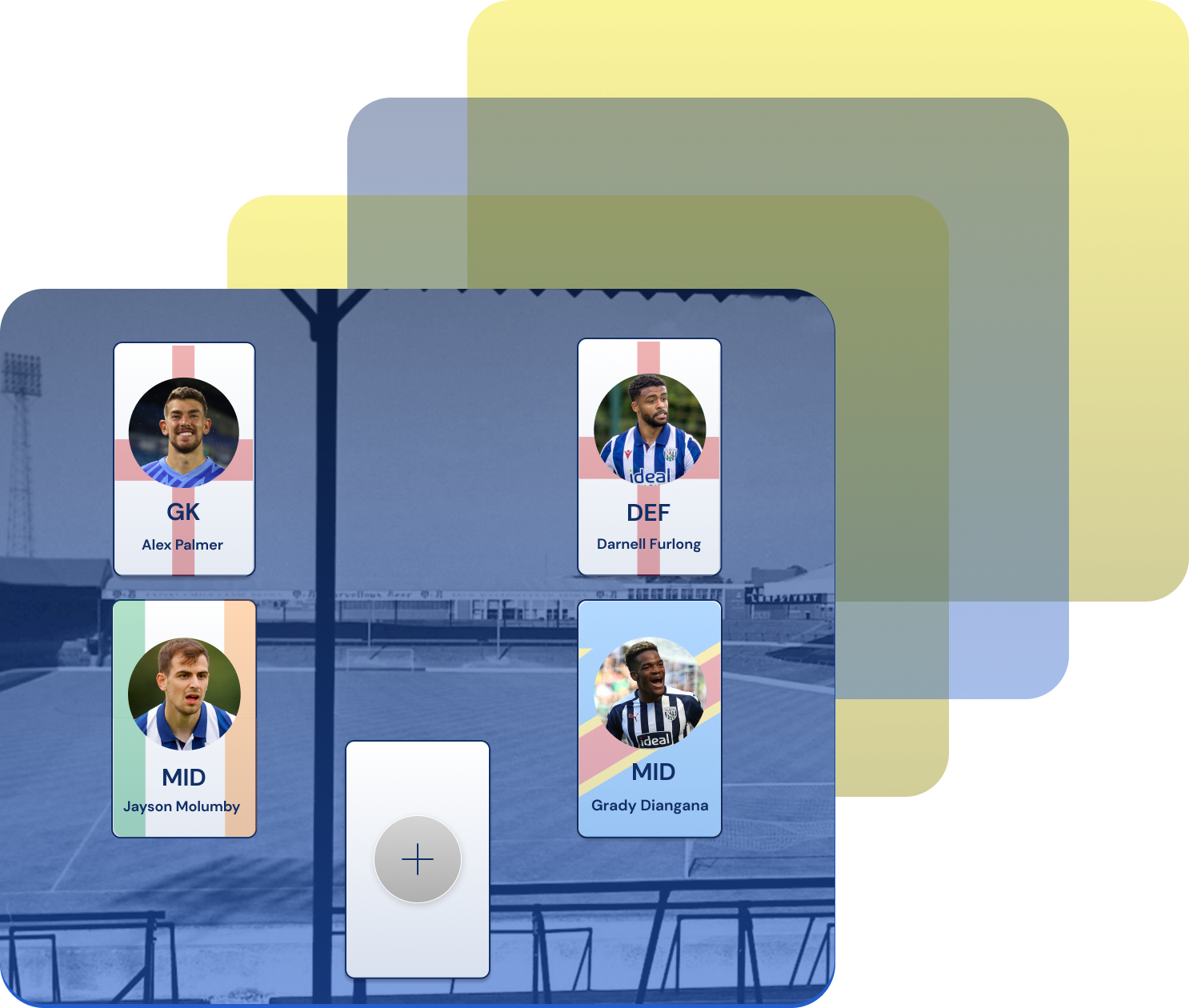 Mockup of Fantasy Fives in an abstract way showing WBA players